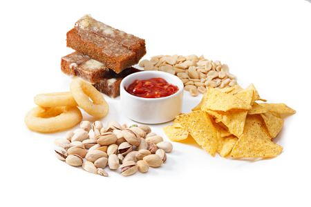 Snack platter. Various kinds of beer snacks. Fast food. Salted appetizersの写真素材