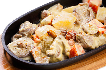 Mushrooms with meat in a spice sauceの写真素材