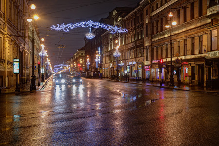 Nevskiy prospectus street with Christmas illuminationのeditorial素材