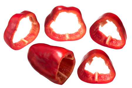 Red bell pepper slices and cone (Grueso de Plaza)の写真素材