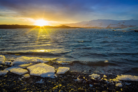 The landscape in Glacier Lagoon in Icelandの写真素材
