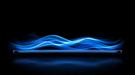 Abstract Blue Waves Over a Dark Backgroundの素材