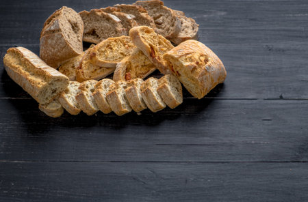 Baked bread on a sunlight with shadows