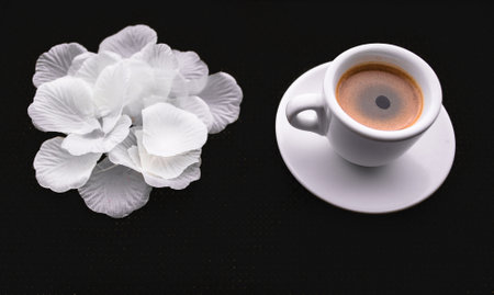 A Cup of coffee with some strawberry on different backgroundの写真素材