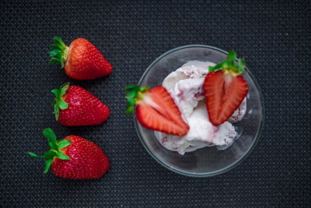 A Cup of coffee with some strawberry on different backgroundの写真素材