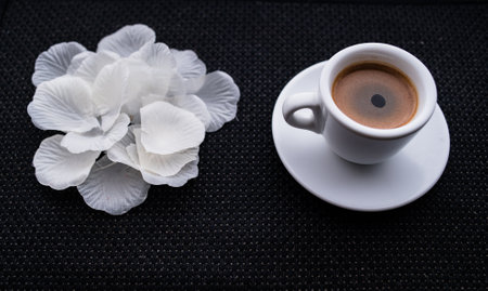 A Cup of coffee with some strawberry on different backgroundの写真素材