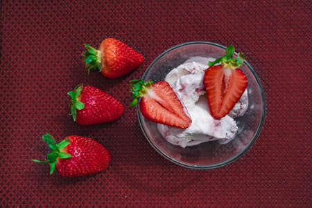 A Cup of coffee with some strawberry on different backgroundの写真素材