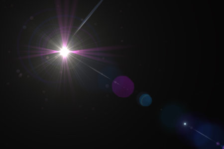 Optical Lens flare effect background. Top left corner.