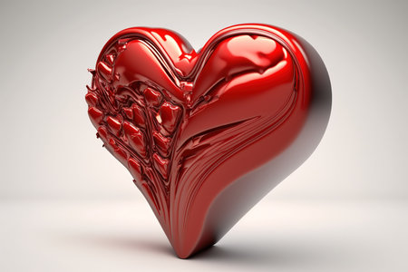 Red heart on white background. 3D illustration. 3D rendering.の写真素材