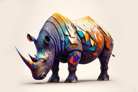Rhinoceros in low poly style. 3d illustration.の写真素材