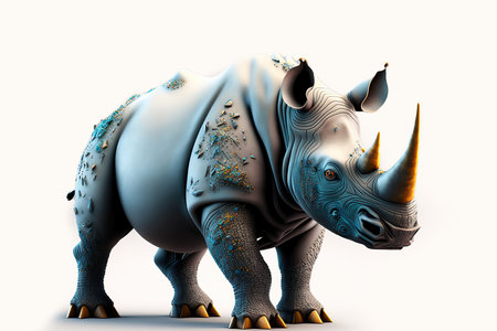 rhinoceros on the white background. 3D illustration.の写真素材