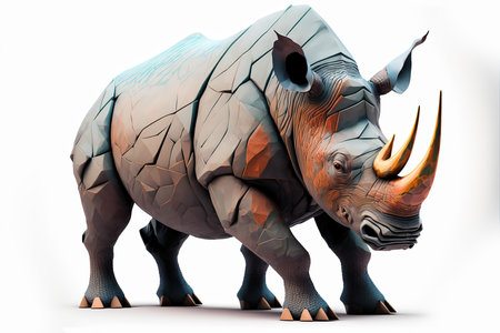 rhinoceros isolated on a white background. 3d renderの写真素材