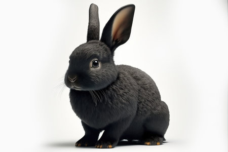 Black rabbit isolated on white background. 3D illustration. Studio shot.の写真素材