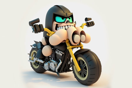 funny monster motorcycle on a white background. 3d illustration.の写真素材