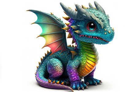 3D Illustration of a fantasy dragon isolated on white background.の写真素材