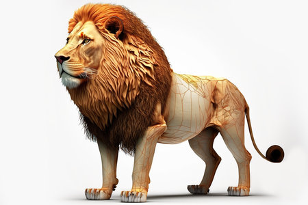 Lion isolated on white background. 3D illustration. 3D rendering.の写真素材