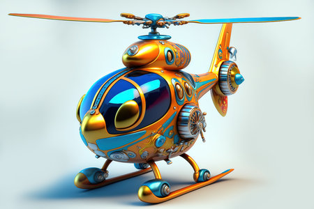 Cartoon helicopter on a white background. 3d render illustration.の写真素材