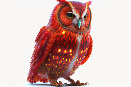 Colorful owl isolated on white background. 3d render illustration.の写真素材