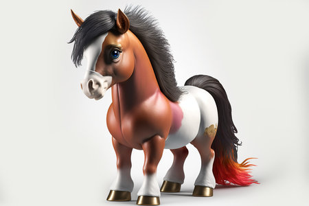 Realistic 3D Render of a Horse with Elegant Furの写真素材