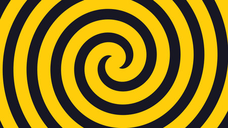 Black and yellow hypnotic spiral hypnotic background. vector illustration.の写真素材
