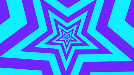 Abstract background with blue star. Psychedelic kaleidoscope.