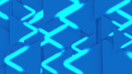 3d rendering of abstract geometric shapes in blue color. Modern background design.の写真素材