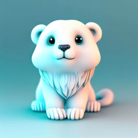Cute polar bear on a blue background. 3D rendering.の素材