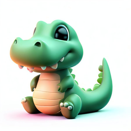 Crocodile cartoon character isolated on white background with clipping pathの素材