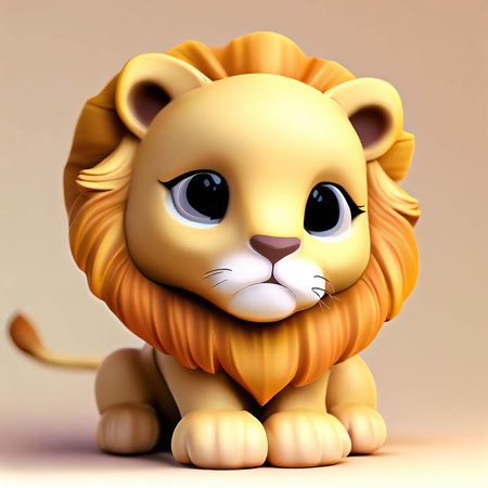 Lion with a big smile. 3D rendered illustration.の素材