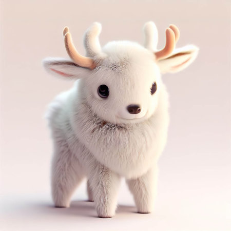 Cute reindeer isolated on white background. 3d illustrationの素材