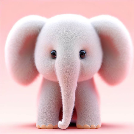Cute elephant doll isolated on pink background. Minimal style.の素材