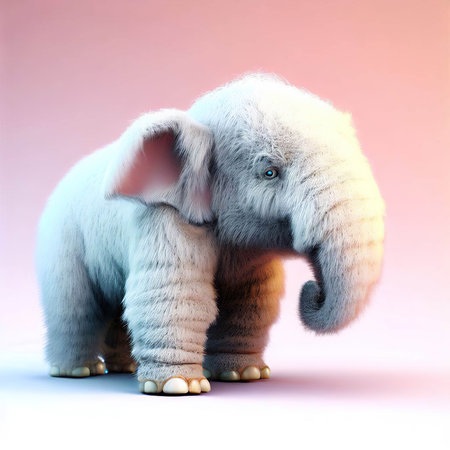 cute little elephant isolated on white background. 3d illustration.の素材