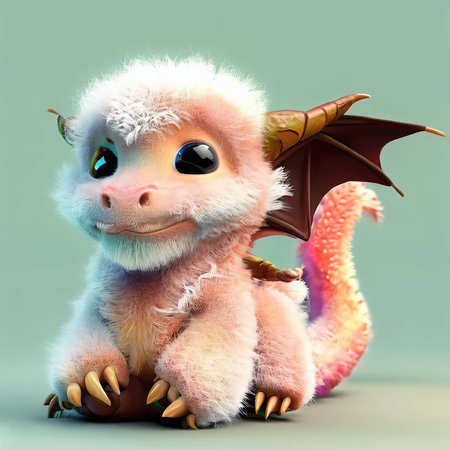 3D rendering of a fantasy dragon isolated on a white background.の素材