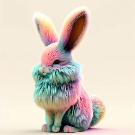Easter bunny on a white background, 3d rendering. Computer digital drawing.の素材
