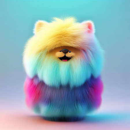 Pomeranian dog. Colorful fluffy pomeranian dog.の素材