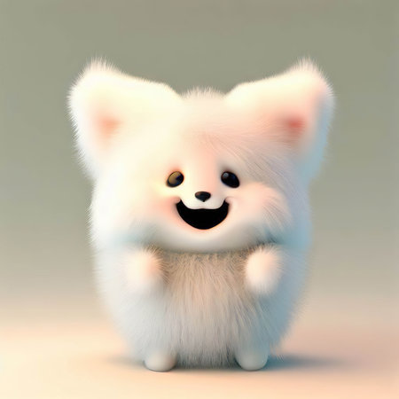 Cute little white dog with a smile on its face. 3d renderingの素材