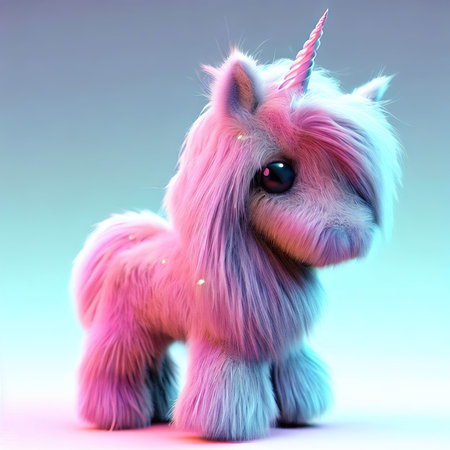 Unicorn on a blue background. 3d render illustration.の素材