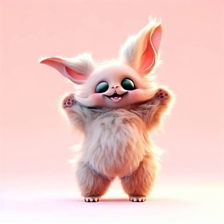 3d rendering of a cute Easter bunny isolated on white background.の素材