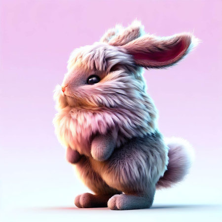 Easter bunny on a pink background. 3d illustration. Render.の素材