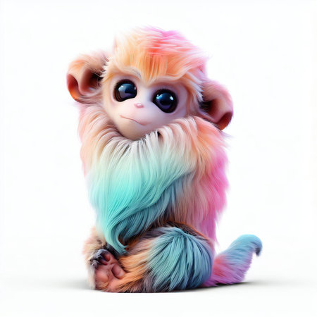 toy monkey isolated on a white background. 3d illustration.の素材