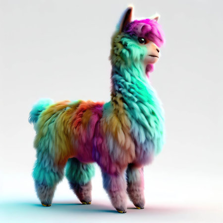 Alpaca on a white background. 3d render illustration.の素材