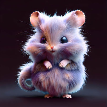 Hamster on a black background. 3d rendering, 3d illustration.の素材