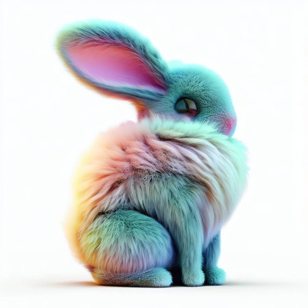 Easter bunny isolated on white background. 3d render illustration.の素材