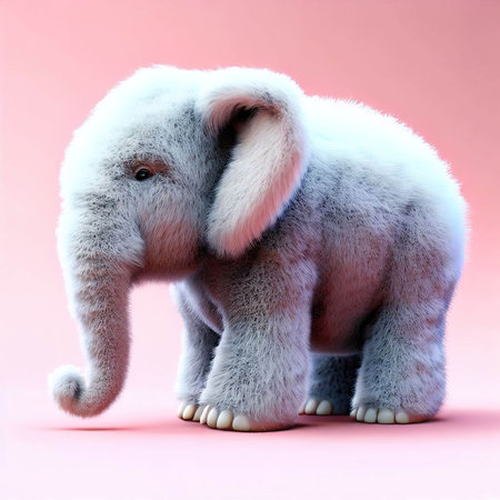 Elephant toy on a pink background. 3d rendering, illustration.の素材