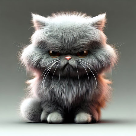 Funny persian cat on a gray background. 3d renderingの素材