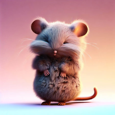 Hamster on a pink background. 3D illustration. Studio.の素材