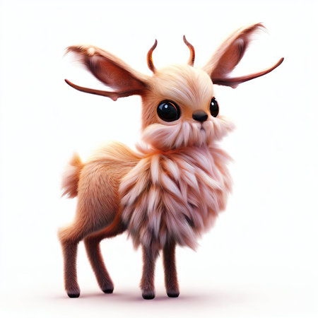Funny little deer on a white background. 3d rendering.の素材
