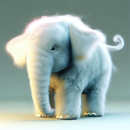 Elephant made of wool on a gray background. 3d renderingの素材