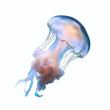 Jellyfish isolated on white background. 3d render illustration.の素材