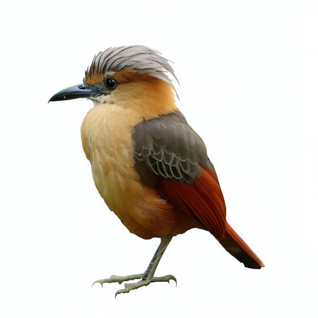 Red-crested Laughingthrush isolated on white backgroundの素材